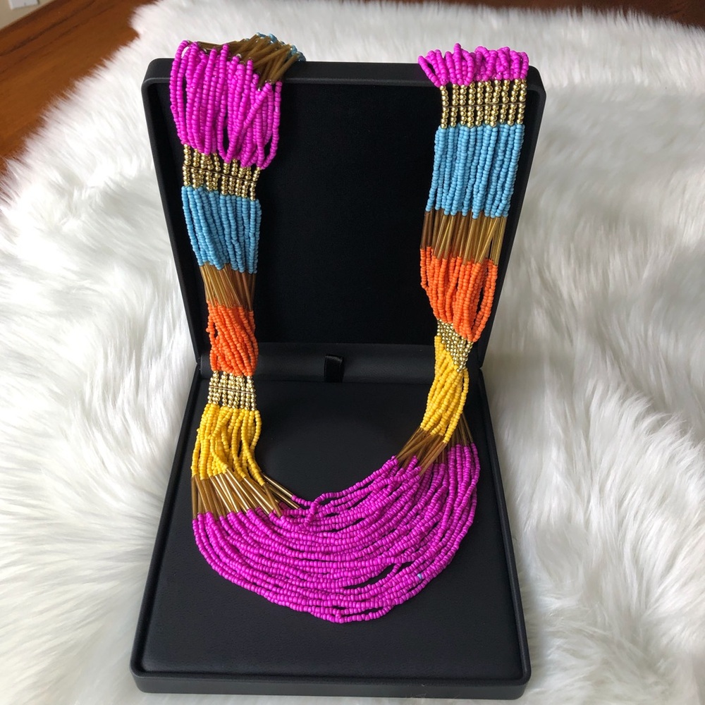 Colorful Glass Seed Bead Necklace - Picture 2 of 8